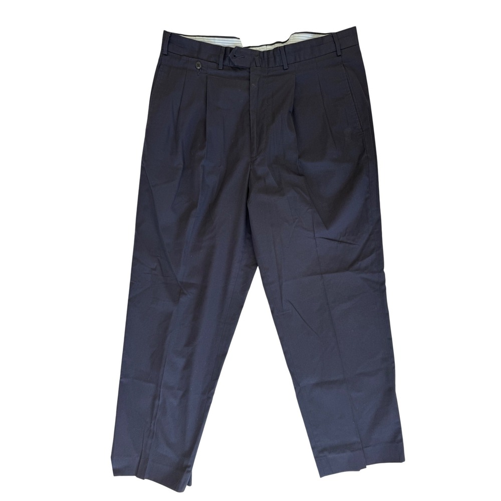 Vintage Faconnable Mens Pleated Dress Chino Pants 38 Navy Business Formal Office